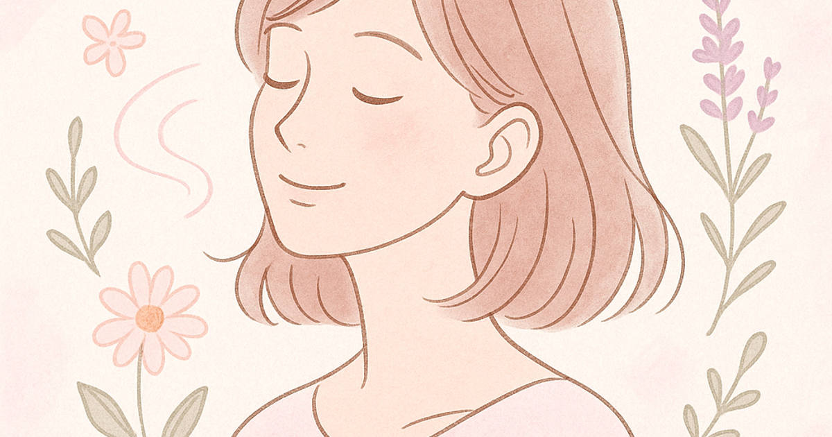 リームタイプのKAMIKAシャンプーに満足する女性のイラスト