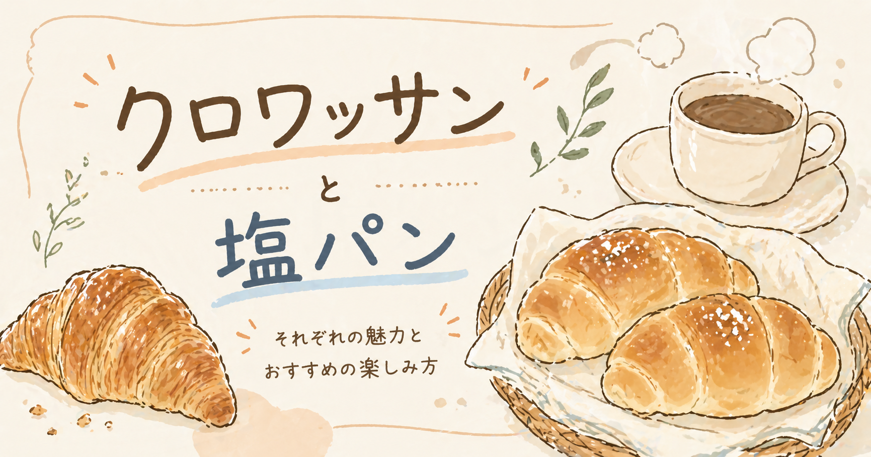 テーブルに並んだ3つの塩パンと淹れたてのコーヒー